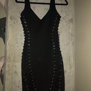 Lace up black bodycon